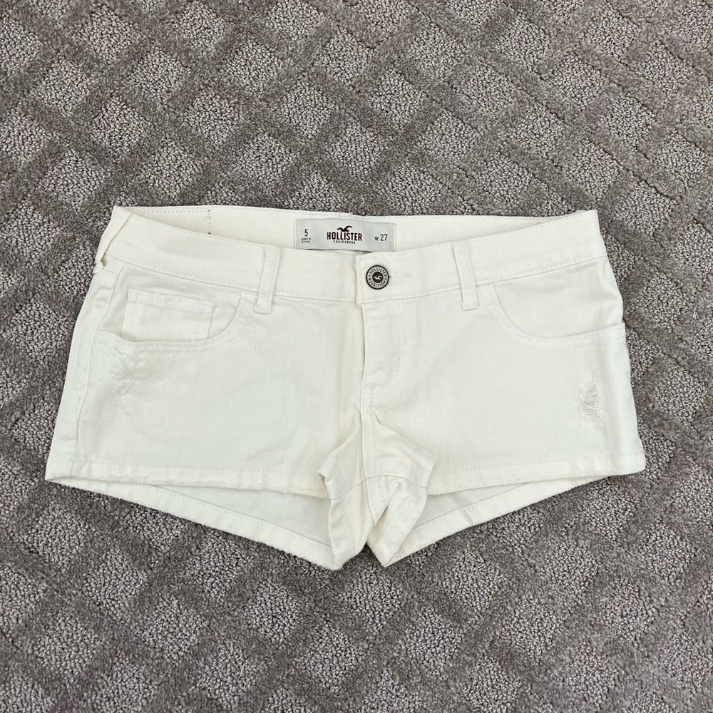 Hollister White Low Rise Jean Shorts Classic Style